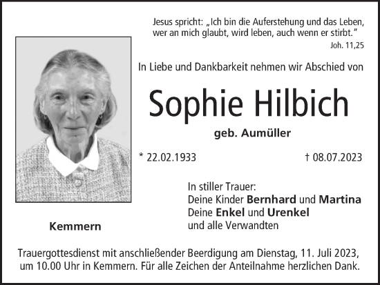 Anzeige von Sophie Hilbich von MGO