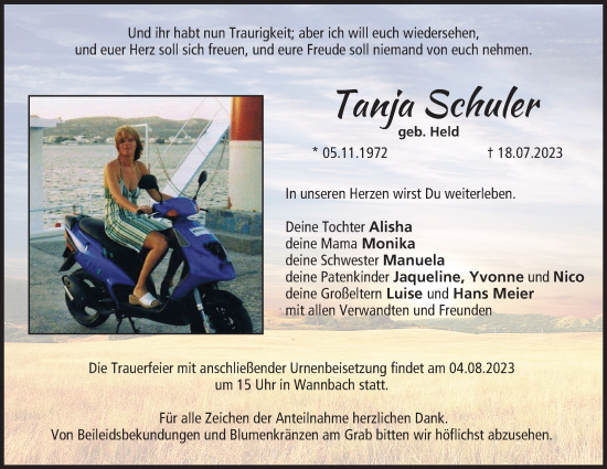 Anzeige von Tanja Schuler von MGO