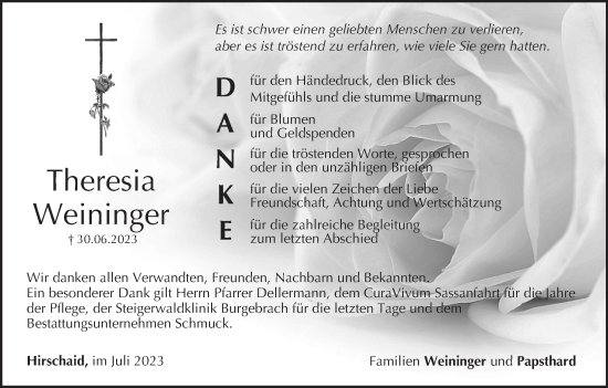 Anzeige von Theresia Weininger von MGO