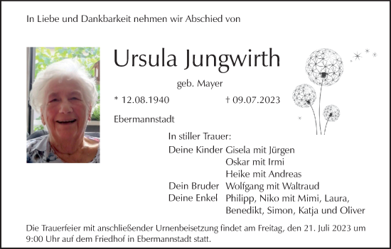 Anzeige von Ursula Jungwirth von MGO