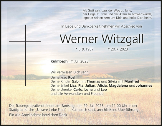 Anzeige von Werner Witzgall von MGO