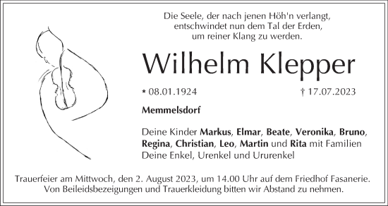 Anzeige von Wilhelm Klepper von MGO