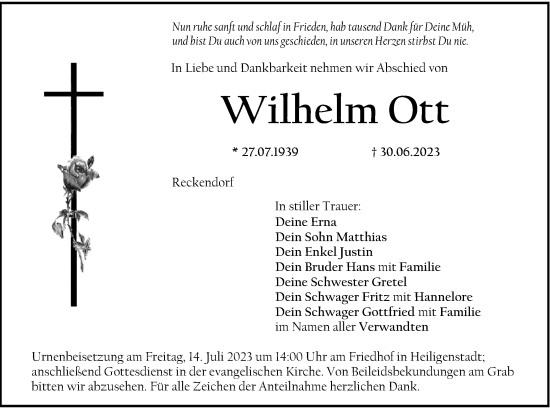 Anzeige von Wilhelm Ott von MGO