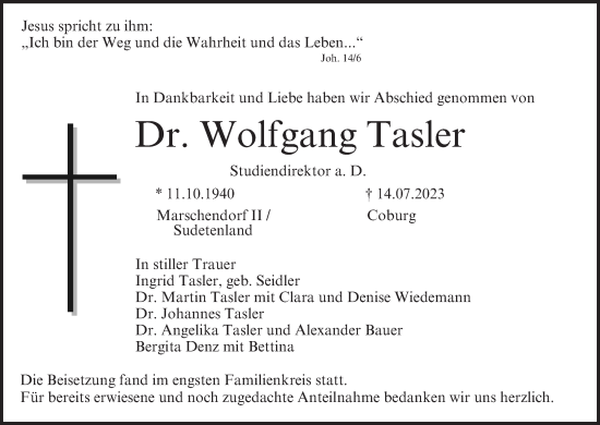 Anzeige von Wolfgang Tasler von MGO