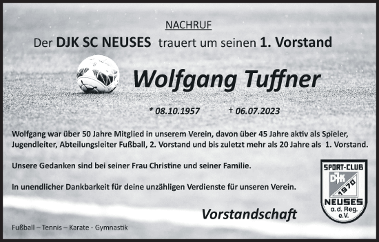 Anzeige von Wolfgang Tuffner von MGO