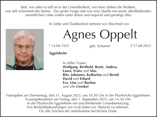 Anzeige von Agnes Oppelt von MGO