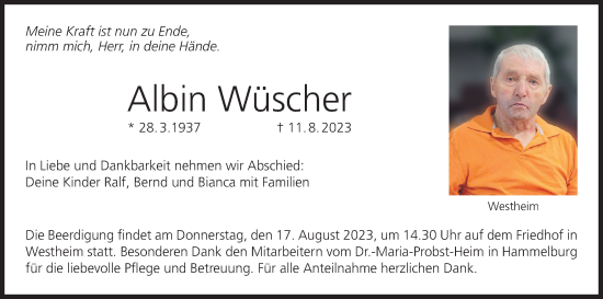 Anzeige von Albin Wäscher von MGO