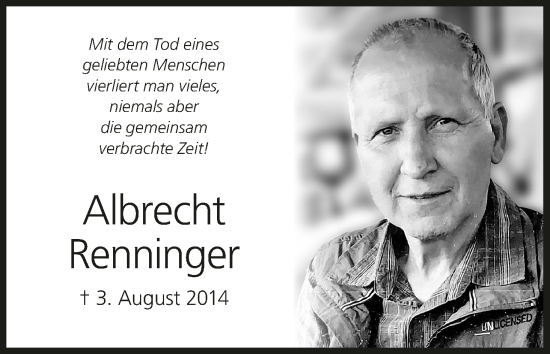 Anzeige von Albrecht Renninger von MGO
