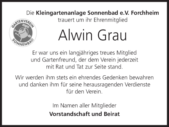 Anzeige von Alwin Grau von MGO
