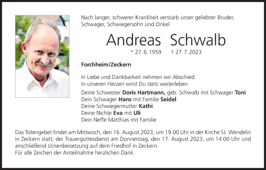 Anzeige von Andreas Schwalb von MGO