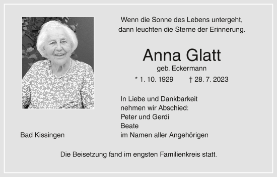 Anzeige von Anna Glatt von MGO
