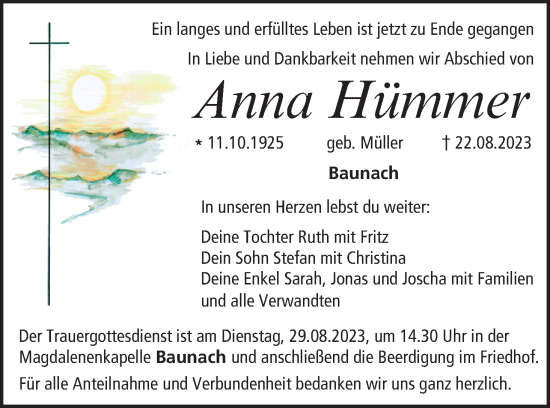 Anzeige von Anna Hümmer von MGO