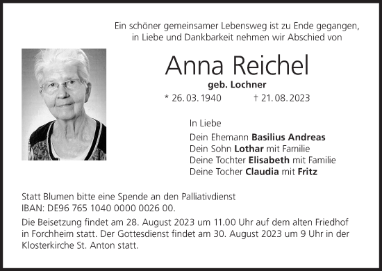 Anzeige von Anna Reichel von MGO
