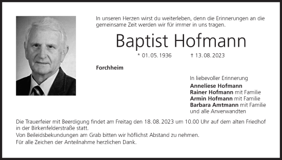 Anzeige von Baptist Hofmann von MGO