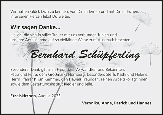 Anzeige von Bernhard Schüpferling von MGO