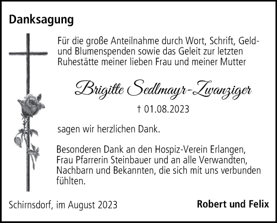 Anzeige von Brigitte Sedlmayr-Zwanziger von MGO