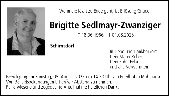 Anzeige von Brigitte Sedlmayr-Zwanziger von MGO