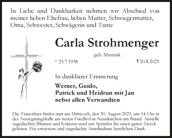 Anzeige von Carla Strohmenger von MGO
