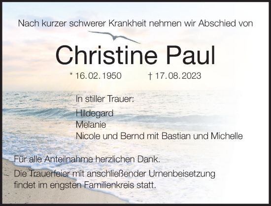 Anzeige von Christine Paul von MGO