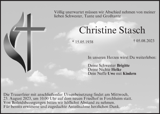 Anzeige von Christine Stasch von MGO