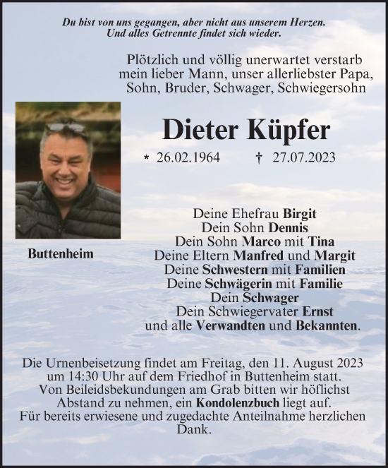 Anzeige von Dieter Küpfer von MGO