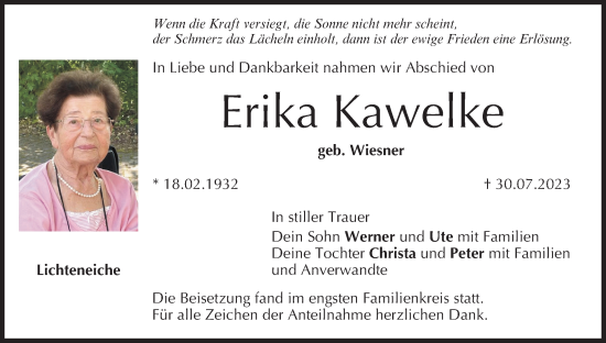 Anzeige von Erika Kawelke von MGO