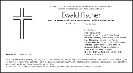 Anzeige von Ewald Fischer von MGO