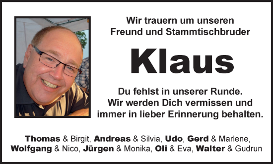 Anzeige von Klaus Bollwein von MGO