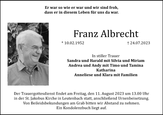 Anzeige von Franz Albrecht von MGO