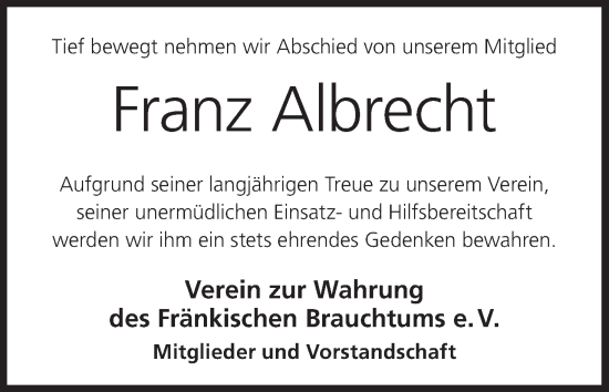 Anzeige von Franz Albrecht von MGO