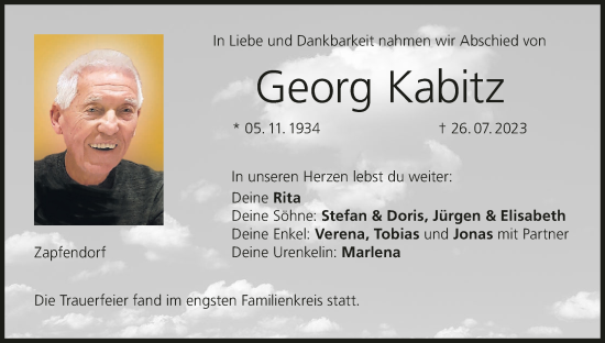 Anzeige von Georg Kabitz von MGO