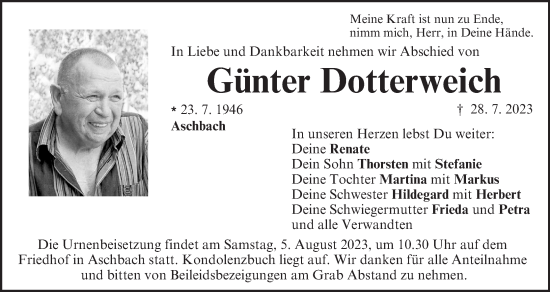Anzeige von Günter Dotterweich von MGO
