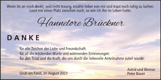 Anzeige von Hannelore Brückner von MGO