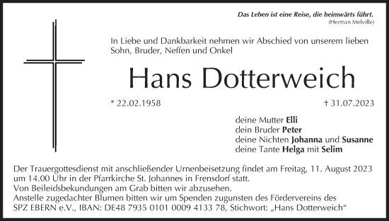 Anzeige von Hans Dotterweich von MGO