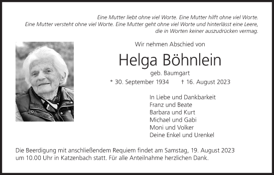 Anzeige von Helga Böhnlein von MGO