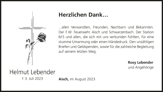 Anzeige von Helmut Lebender von MGO