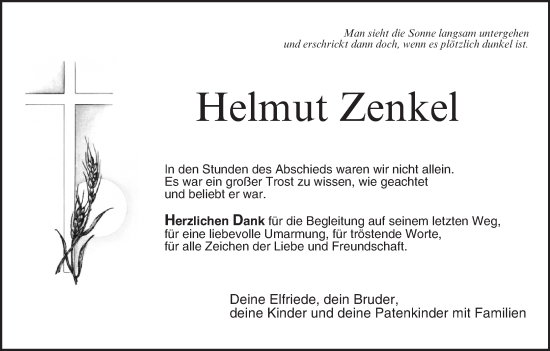 Anzeige von Helmut Zenkel von MGO