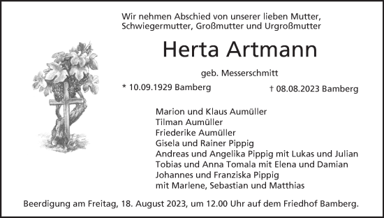 Anzeige von Herta Artmann von MGO