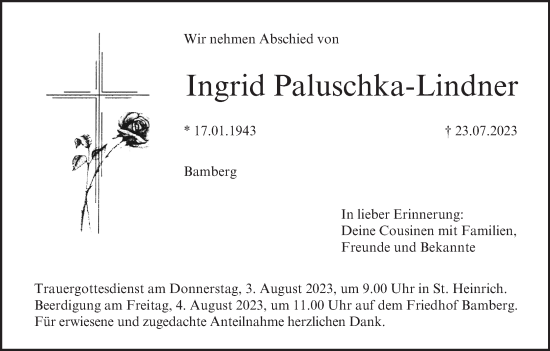Anzeige von Ingrid Paluschka-Lindner von MGO