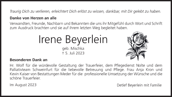 Anzeige von Irene Beyerlein von MGO