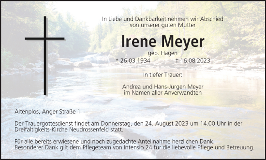 Anzeige von Irene Meyer von MGO