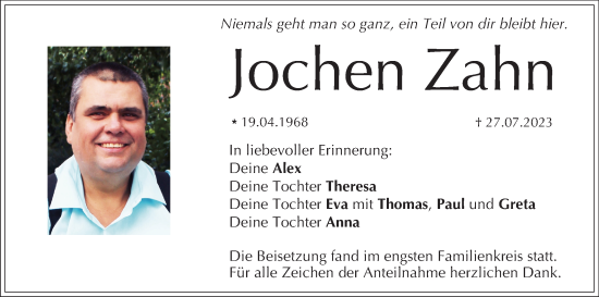 Anzeige von Jochen Zahn von MGO