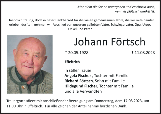 Anzeige von Johann Förtsch von MGO