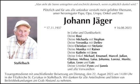 Anzeige von Johann Jäger von MGO