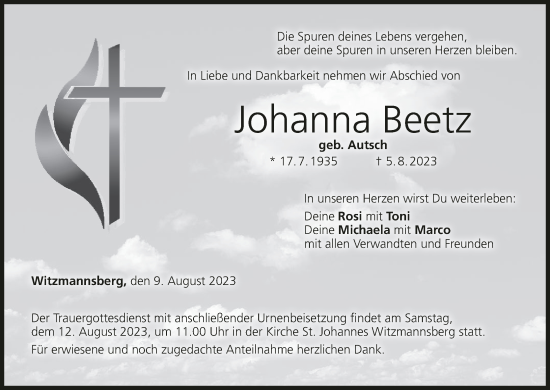 Anzeige von Johanna Beetz von MGO