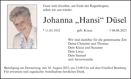 Anzeige von Johanna Düsel von MGO