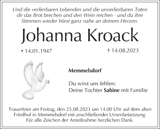 Anzeige von Johanna Kroack von MGO