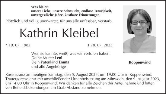 Anzeige von Kathrin Kleibel von MGO