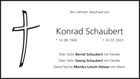 Anzeige von Konrad Schaubert von MGO