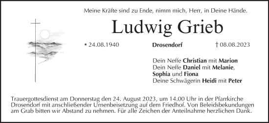 Anzeige von Ludwig Grieb von MGO